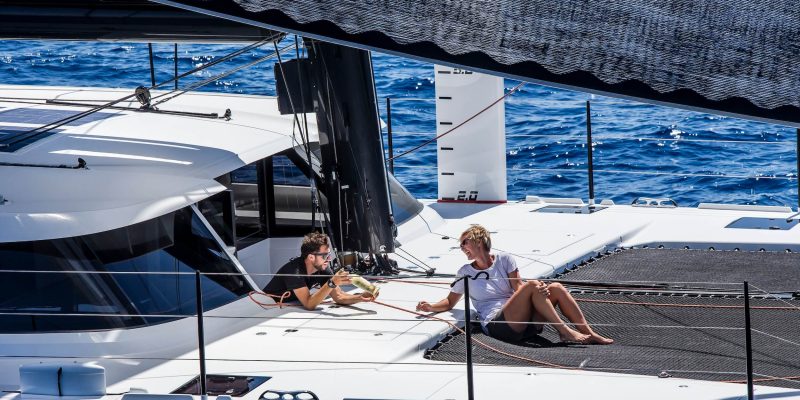 HH66 catamaran under sail