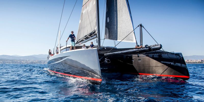 HH66 catamaran under sail